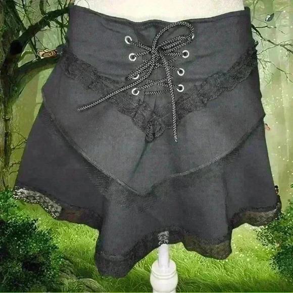 Whimsygoth Gothic Black Mini Skirt - Picture 2 of 8